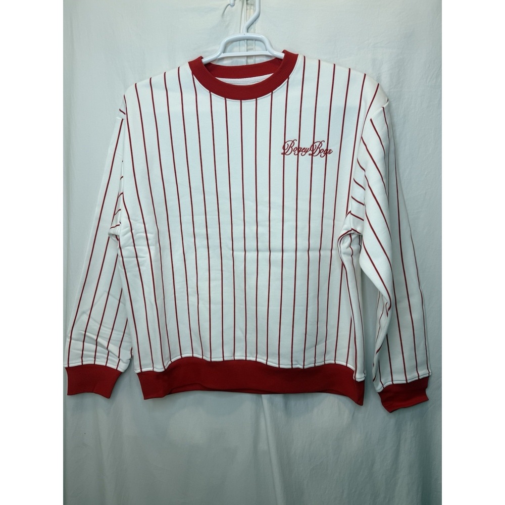 Bogey Boys Mens Red White Pinstripe Crew Neck Sweater Golf Sz L‎ NWT Macklemore